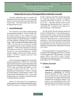 Nationwide Overview of Transportation Conformity Lawsuits