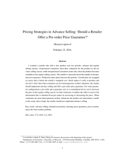 Pricing Strategies in Advance Selling: Should a Retailer Offer a Pre
