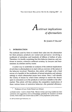 Antitrust implications of aftermarkets