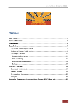 Contents: - Sunrise Health Service
