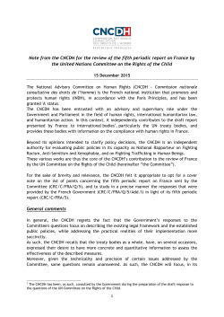 Note from the CNCDH for the review of the fifth periodic report on