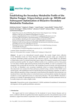 Establishing the Secondary Metabolite Profile of the Marine Fungus
