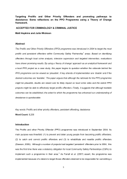 Criminal Careers, Desistance and Prolific and Other Priority