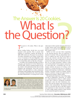 The Answer Is 20 Cookies. - fall2009mathnetworkmeetings