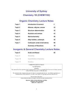 Organic Chemistry Lecture Notes