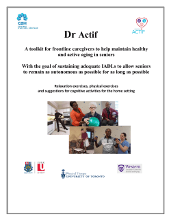 A toolkit for frontline caregivers to help maintain healthy and active