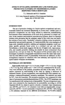 EFFECTS OF WEARING IMPERMEABLE AND PERMEABLE