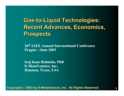 Gas-to-Liquid Technologies: Recent Advances, Economics, Prospects