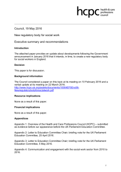 New Regulatory body for social work