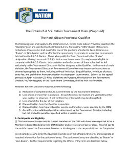 The Ontario B.A.S.S. Nation Tournament Rules (Proposed): The