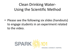 Clean Drinking Water- Using the Scientific Method