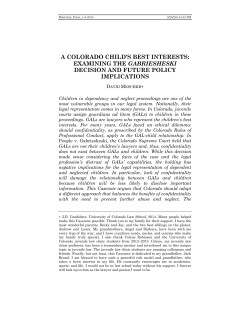 A Colorado Child`s Best Interests: Examining the Gabriesheski