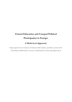 Formal Education and Unequal Political Participation in Europe.