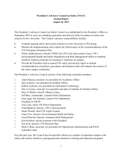 President`s Advisory Council on Safety (PACS) Annual Report