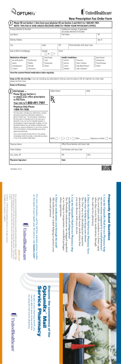 New Prescription Fax Order Form Then FAX to1-800-491-7997