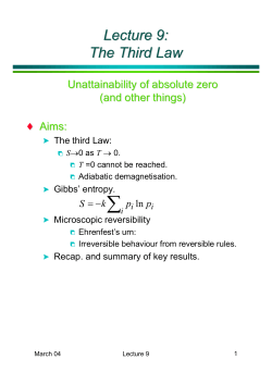 Lecture 9: The Third Law