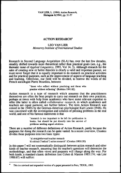 ACTION RESEARCH* LEO VAN LIER Monterey Institute of