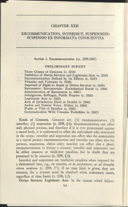 CHAPTER XXII EXCOMMUNICATION, INTERDICT, SUSPENSION