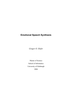 Emotional Speech Synthesis - School of Informatics