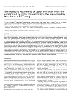 Simultaneous movements of upper and lower limbs are coordinated