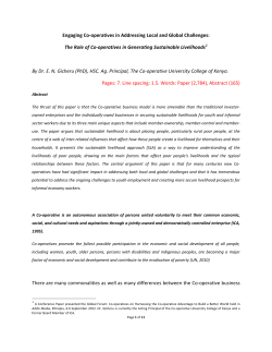 The Role of Co-operatives in Generating Sustainable Livelihoods