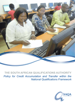 Policy for Credit Accumulation and Transfer within the National