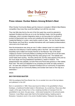 PRESS RELEASE - Dunbar Community Bakery