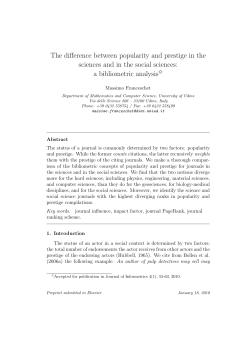 The difference between popularity and prestige in the sciences and