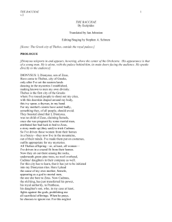 THE BACCHAE By Euripides Translated by Ian Johnston
