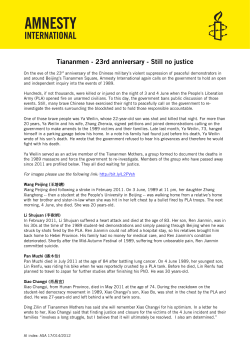Tiananmen - 23rd anniversary - Still no justice
