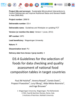 Guidelines and Workplan on updating FCT