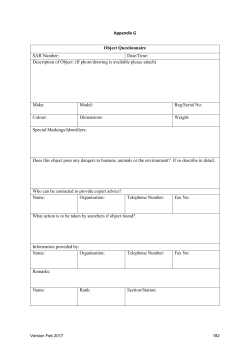 Appendix G: Object Questionnaire