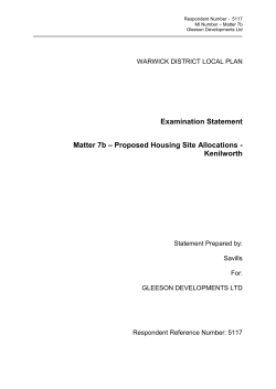 Examination Statement Matter 7b &ndash; Proposed Housing Site
