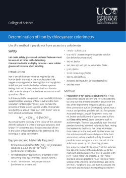 Determination of iron by thiocyanate colorimetry