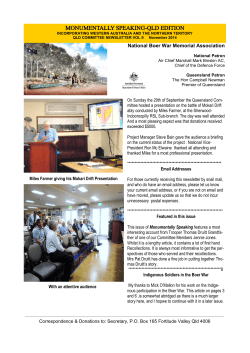 MONUMENTALLY SPEAKING-QLD EDITION