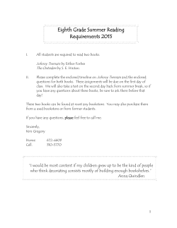 Eighth Grade Summer Reading Requirements 2015