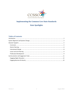 Implementing the Common Core State Standards State Spotlights
