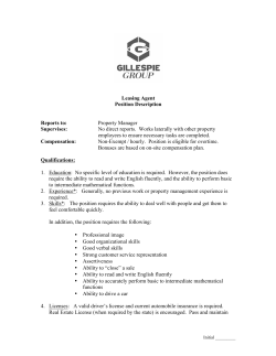 Leasing Agent Position Description Reports to