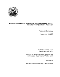 Anticipated Effects of Residential Displacement on Health