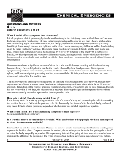 Questions and Answers About Ricin