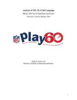 Analysis of NFL Play 60 Campaign - Sites @ MIIS