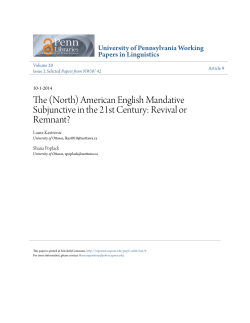 (North) American English Mandative Subjunctive in the 21st Century