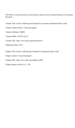Factors Affecting the Demand for Instalment Sales Credit