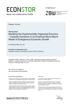 Modeling the Experimentally Organized Economy
