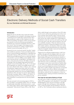 Electronic Delivery Methods of Social Cash Transfers