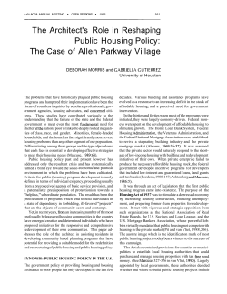The Architect`s Role in Reshaping Public Housing Policy: The Case