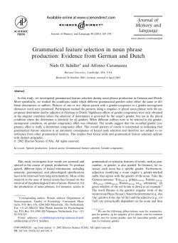 Grammatical feature selection in noun phrase production: Evidence