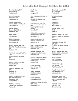 Attendee List through October 14, 2014