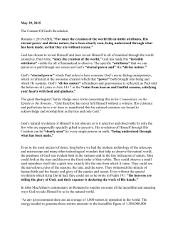May 29, 2015 The Content Of God`s Revelation Romans 1:20 (NASB
