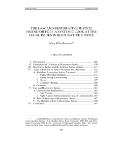 the law and restorative justice: friend or foe? a